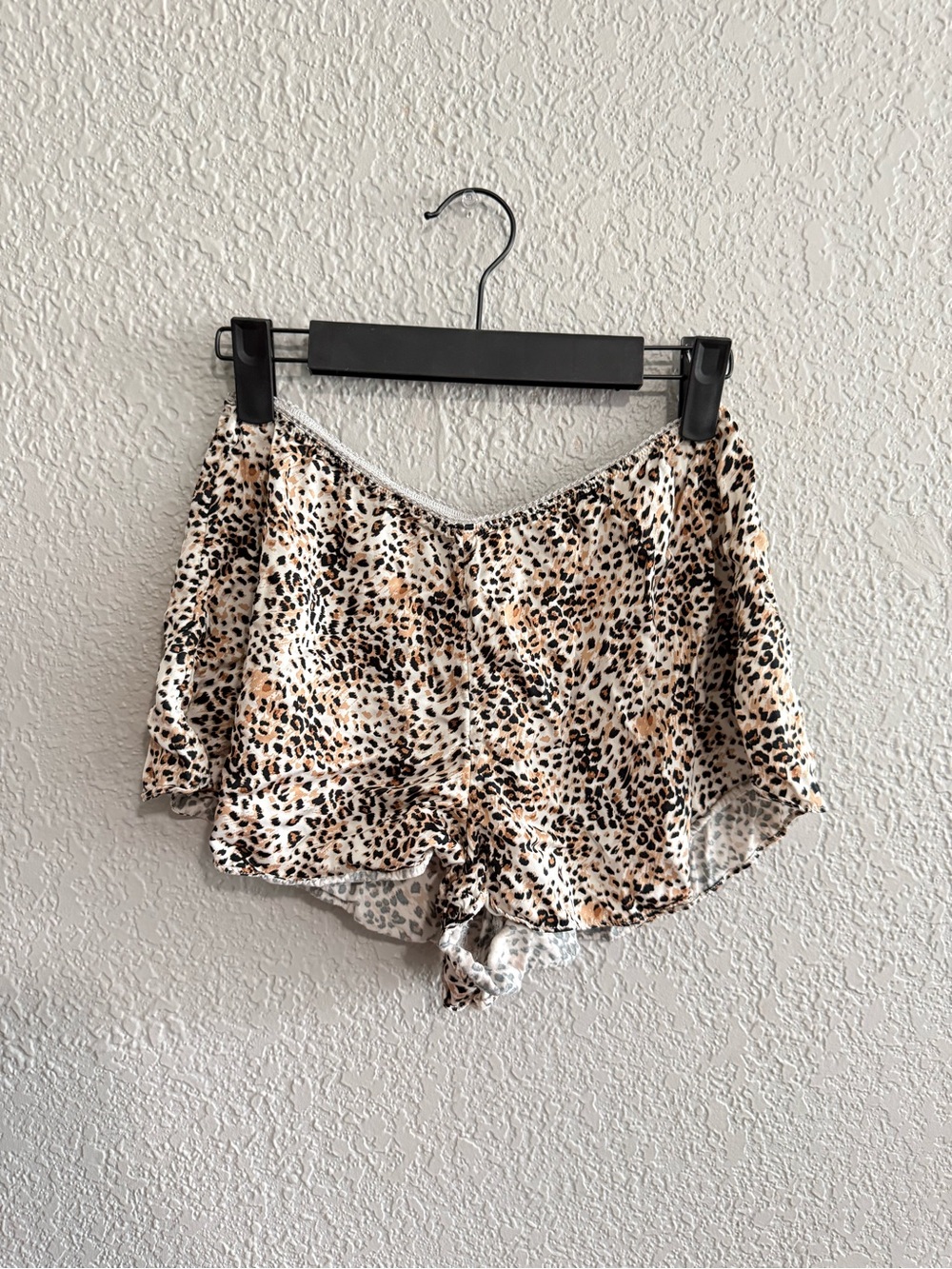 aerie Leopard Print Satin Sleep Shorts in Beige, Black